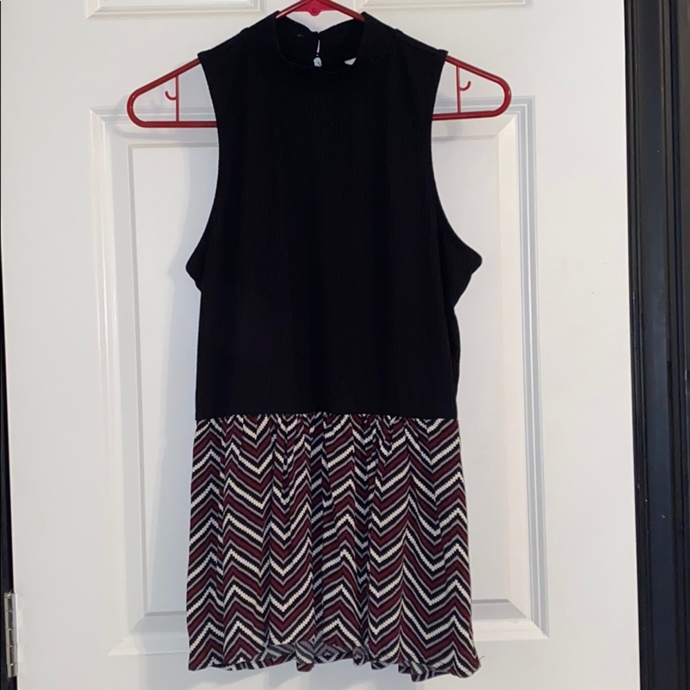 chevron high neck tank top ッ